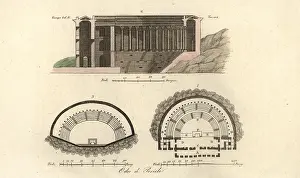 Proscenium: Plans and section of the Odeon of Pericles, Athens, Greece