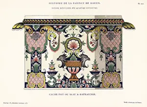 Auguste Le Brument: Planter or ice bucket in four colours, Rouen
