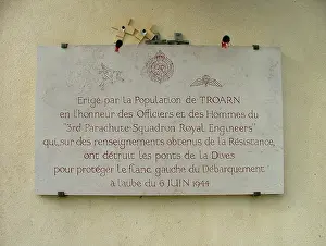 Dday: Plaque to 3rd Parachute Squadron RE, Troarn, Normandy