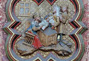 Henencourt: Plaque, choir screen, Amiens Cathedral, Picardy, France