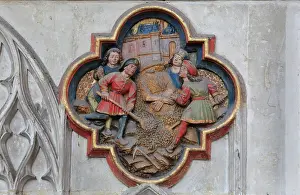 Henencourt: Plaque, choir screen, Amiens Cathedral, Picardy, France