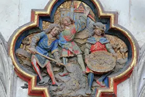 Scattering: Plaque, choir screen, Amiens Cathedral, Picardy, France