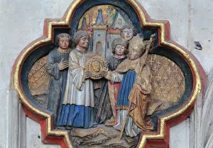 Henencourt: Plaque, choir screen, Amiens Cathedral, Picardy, France