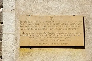 Lamartine: Plaque, Couvent des Ursulines, Macon, Burgundy, France