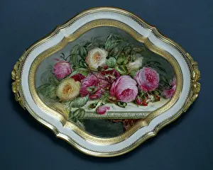 C1860: Plaque with red and yellow roses