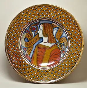 Earthenware: Plate: bust of a young woman