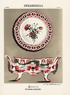 Cruet: Plate and cruet set or porte-huilier from