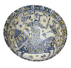 Iranians: Plate decorated with a warrior, 10th c. Glazed Terracotta