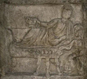 Recumbent: Detail of a plate about the emancipation of the