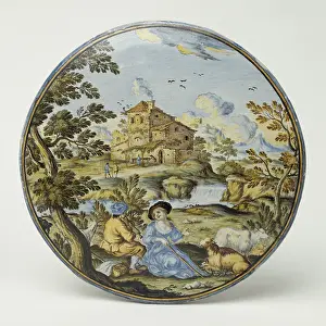 1720: Plate: Shepherd and shepherdess