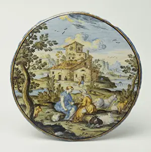 1720: Plate: Shepherd and shepherdess
