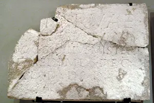 Minerva: Plate of a temple dedicated to Minerva. Butrint Museum. Alba