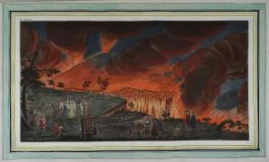 Popularly: Plate VIII: Night view of a current of lava - Mount Vesuvius