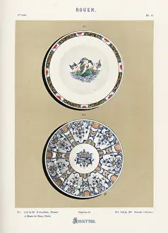 Ancienne: Plates decorated with cupids on a sea monster