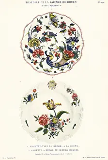 Auguste Le Brument: Plates in the rockery style, Rouen