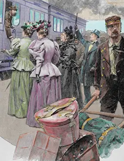 Trolley: Platform at a railway station. Late 19th century