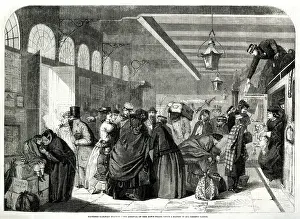 Porters: Platform scene at Hastings railway station, Sussex 1860