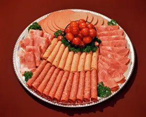 Radishes: Platter of Deli Slice Meats and Rolled Cold Cuts