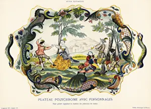 Bucolic: Platter with figures in the rockery style, Rouen