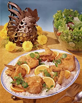 Entree: Platter of Fried Chicken with Orange Glaze on