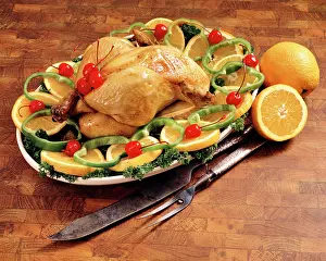 Slices: Platter with Roast Duck on Bed of Orange Slices