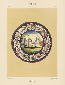 Delftware: Platter from Venice, Italy, landscape inside