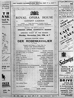 Playbill: Playbill advertising a performance of Der Rosenkavalier