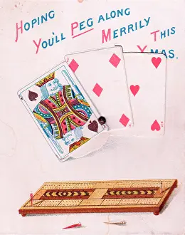 Puns: Playing cards with comic verse on a Christmas card