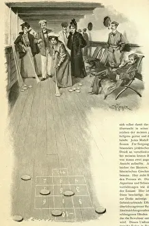Shuffleboard: Playing deck shuffleboard on a cruise ship