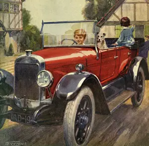 Playtime Nostalgia Illustration: Playing at driving the car