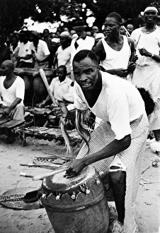 Mbanguzi: Playing the drum for the Mngeniso movement. Ngoma drum