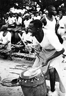 Mbanguzi: Playing the drum for the Mngeniso movement. Ngoma drum