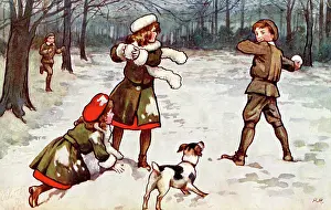 Playtime Nostalgia Illustration: Playing in the snow