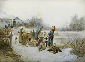 Mari: Playing in the Snow ' children beside river