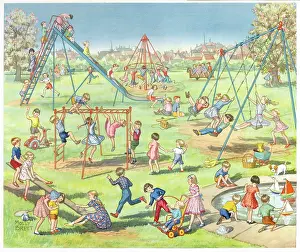 Swings: Playtime - children playing on swings, etc