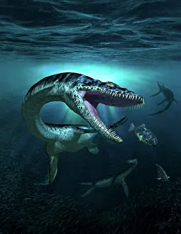 Loch: Plesiosaurus prehistoric reptile hutning fish