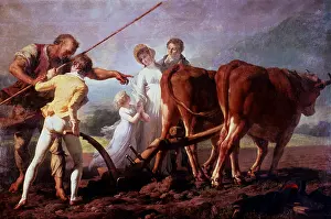 Bordeaux: The Ploughing Lesson'. Barefoot peasant ploughman
