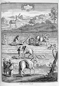 1700: Ploughing and sowing seed, scene, from the 1775