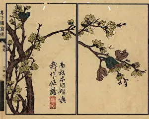 Wormhole: Plum blossom branch with calligraphy and seal