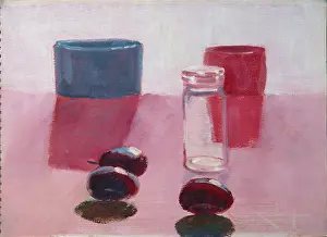Plums: Plum Still Life ' with glass jar