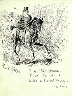 Thro: Plump lady riding a horse