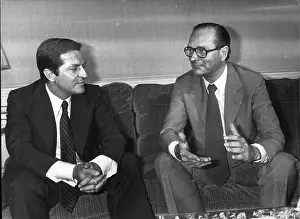 Suarez: PM Jacques Chirac and Adolfo Suarez of Spain, in Paris