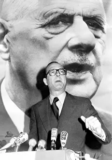 Scandals: PM Jacques Chirac speaking in front of De Gaulle portrait