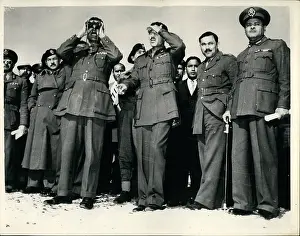 Gamal: PM Nasser of Egypt attends desert manoeuvres, near Cairo