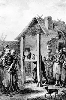 Serf: Poland, farmer, serf is beeing penalized at pillory