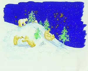 Gambolling: Polar Bears gambolling in the snow
