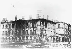 Smoldering: POLICE BUILDING TORCHED