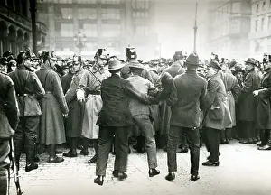 Confronting: Police confronting demonstrators