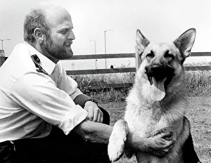 Policing: Police dog handler and dog, Camborne, Cornwall