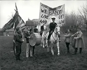Banging: Police horses in crowd control training, East Molesey, Surre
